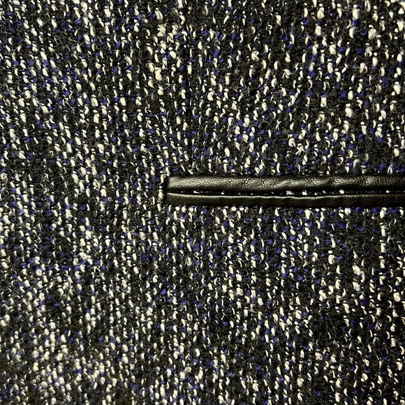 Tahari Black Heathered Purple w Faux Leather Piping & 1 Button Blazer | 8P | EUC - Picture 6 of 9
